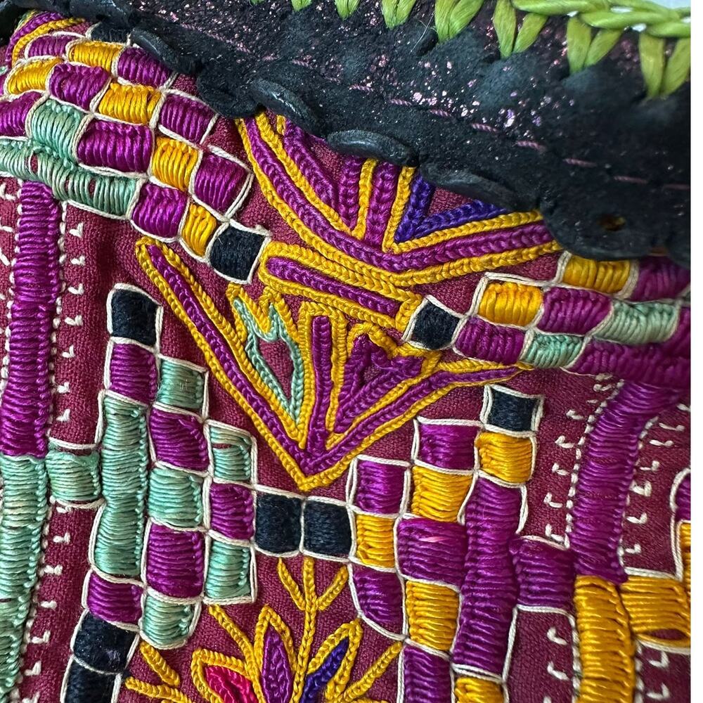Ibiza World Family Handbag Women's Handcrafted Leather Embroidered Boho Artsy - Picture 14 of 16